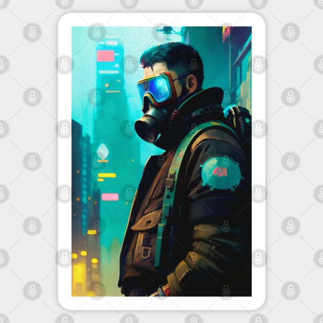 Abstract Cyberpunk Man Sticker by Voodoo Production